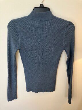 Worn Planet Gold Blue Sweater, Size M, Turtleneck w/Front Key Hole
